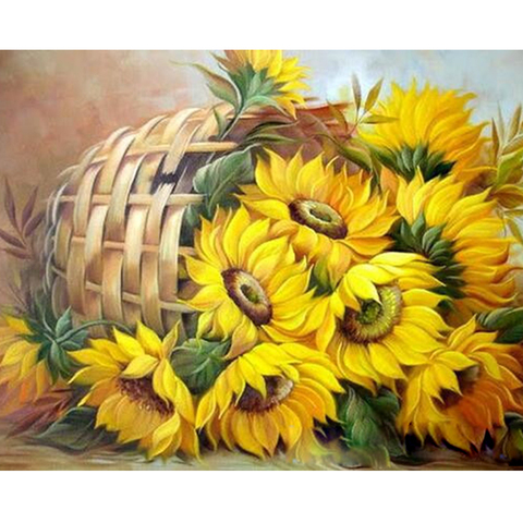 GATYZTORY-cuadro de girasoles de Kits de pintura por números de 60x75cm, arte abstracto para pared del hogar, cuadro de flores, pintura por números ► Foto 1/6