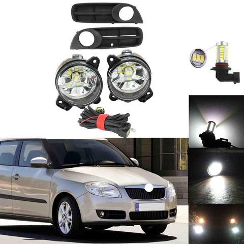 Para Skoda Fabia MK2 2007, 2008, 2009, 2010 Fabia 2006, 2007, 2008, 2009, 2010 LED luz antiniebla delantera cubierta de luz antiniebla de montaje ► Foto 1/6