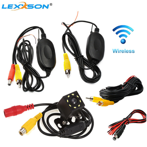 LEXXSON-Cámara de estacionamiento inalámbrica Universal, vista trasera de coche, 8 LED, trasera, inversa, RCA, receptor y transmisor de visión nocturna ► Foto 1/6