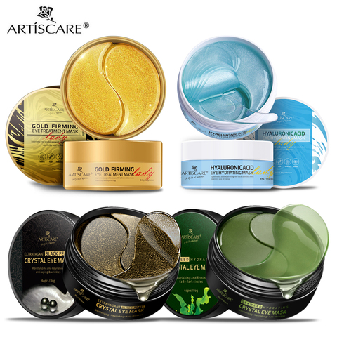 ARTISCARE-mascarilla de colágeno con ácido hialurónico, dorado, alga marina y Perla Negra, antiarrugas, ojeras, Gel de cristal hidratante ► Foto 1/6