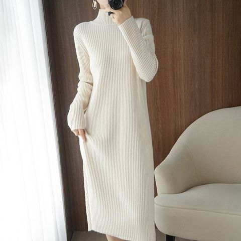 Casual estética Maxi suéter vestido para las mujeres de invierno suelta Bata para mujer largo clásico vestidos de vestido coreano de moda blanco ► Foto 1/6