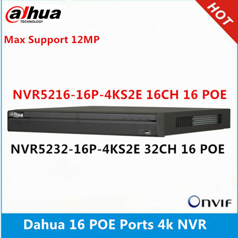 Dahua-NVR5216-16P-4KS2E de 16 canales con 16 poe y NVR5232-16p-4KS2E 32 canales, 16 puertos PoE, compatible con resolución de 12MP, lector NVR 4K ► Foto 1/2