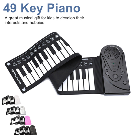 Piano Flexible plegable profesional, 49 teclas, salida USB MIDI, teclado de silicona, Pianos Electrónicos flexibles, instrumento para principiantes ► Foto 1/6