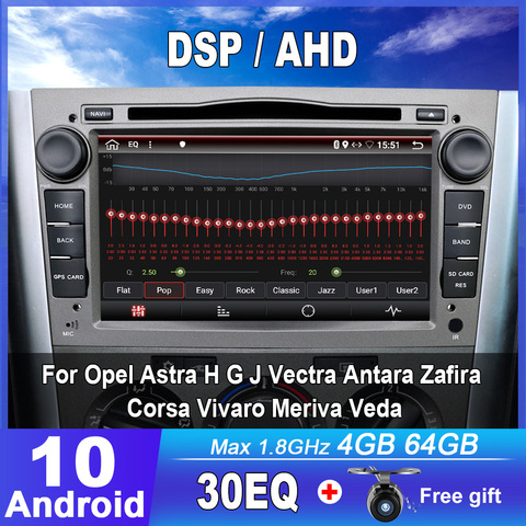 Eunavi 2 Din 4G 64G Android 9 DVD Radio reproductor estéreo para el Opel Astra H G J Vectra Antara Zafira Corsa Vivaro Meriva Veda GPS ► Foto 1/6