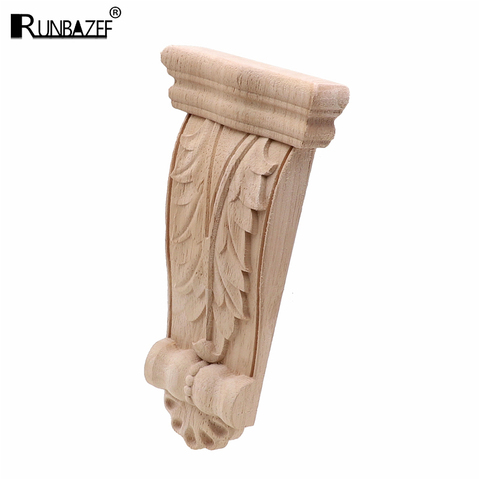 RUNBAZEF-Apliques de Esquina de madera tallada para muebles, accesorios de decoración Vintage para el hogar, mueble o pared, sin pintar ► Foto 1/1