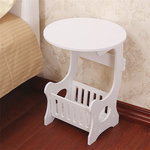 Mesa de centro redonda de plástico para el hogar, Mini estante de almacenamiento para sala de estar, dormitorio, mesita de noche blanca, K-STAR, europeo ► Foto 1/6