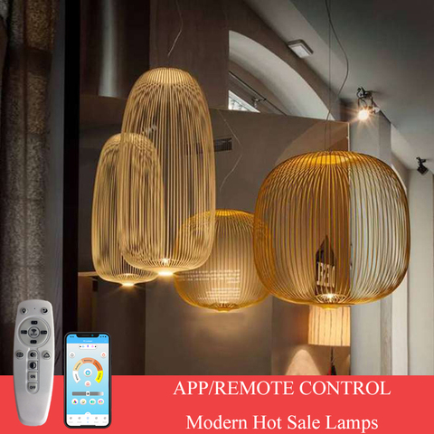 Lámpara de techo LED con control remoto para el hogar candelabros de estilo moderno con iluminación LED de 1/2 grados, para LOFT, jaula Industrial de pájaros, decoración de comedor ► Foto 1/6