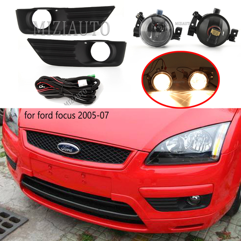 Luces de niebla para Ford Focus MK2 2004-2010 Luz de niebla cubiertas de faros antiniebla faros de rejilla de alambre de Kit interruptor ► Foto 1/6