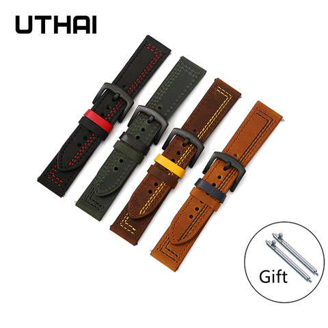 UTHAI Z37-Correa de cuero para reloj, 22mm, para Huawei /Samsung Gear S3 /galaxy watch 46MM ► Foto 1/6