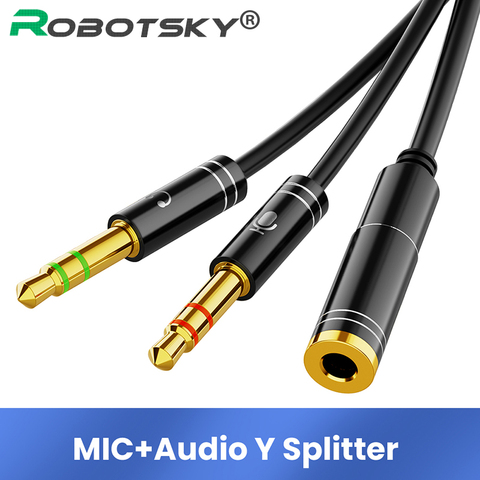 Divisor de Audio para auriculares Cable hembra a 2 macho 3,5mm Jack Splitter adaptador con Cable de micrófono auxiliar para teléfono MP3 ► Foto 1/6