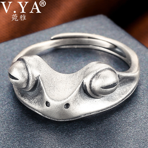 V YA 925 plata esterlina anillos abiertos para los hombres y las mujeres Vintage Punk Animal anillo con figura moda plateada tailandesa joyería de fiesta ► Foto 1/6