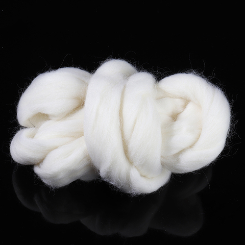 Lana de fieltro blanco suave de 50g, Tops de lana teñida de Merino, fibra de lana para costura de fieltro para bricolaje con aguja ► Foto 1/5