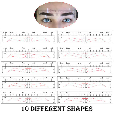 Pegatinas de plantilla de cejas para Microblading, suministros de maquillaje permanente, ceja desechable, plantilla de molde, guía de dibujo, 50 piezas ► Foto 1/6