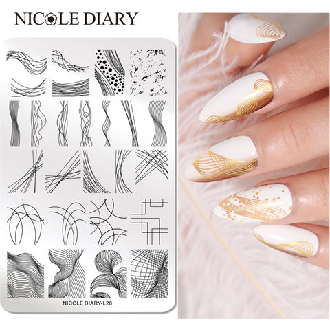 NICOLE DIARY especial línea de diseño de frutas de verano placas de sello hoja flor Plantilla de estampado para manicura plantilla de impresión herramienta de imagen ► Foto 1/6