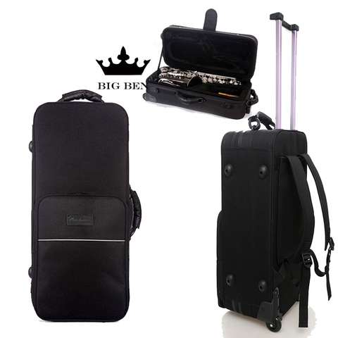 Estuche de saxofón Alto saxofón tenor bolsa con skate Carro con ruedas Bb estuche de saxofón Eb alto bolsas para saxofón mochila caso duro ► Foto 1/6