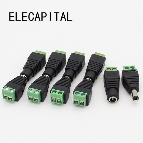 5,5mm x 2,1mm hembra macho DC adaptador de enchufe para 5050 3528 5060 cinta de LED de único Color y cámaras CCTV ► Foto 1/3