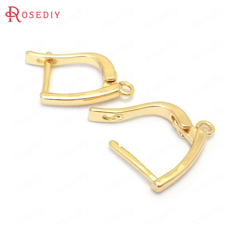 Ganchos de latón con pasador para pendientes, accesorios de joyería Diy de alta calidad, Color dorado 24K, 22x13MM, 6 uds., 36904 ► Foto 1/6