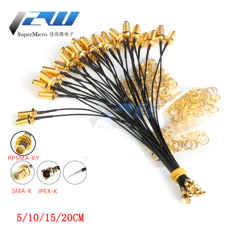5 uds SMA conector de Cable hembra a uFL/u FL/IPX/IPEX RF adaptador coaxial Asamblea Pigtail Cable 1,13mm RP-SMA ► Foto 1/5