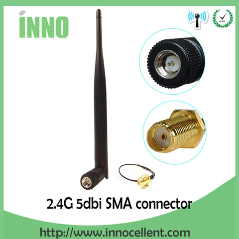 Antena de 2,4 GHz wifi 5dBi conector macho SMA 2,4 ghz antena wi fi 2,4G para Wifi de refuerzo + 21cm ufl/IPX 1,13 Cable Pigtail ► Foto 1/6