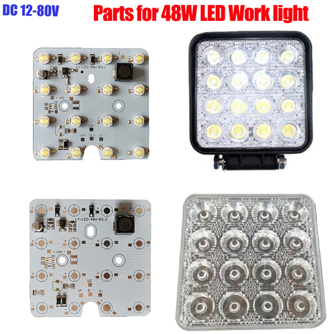 Tablero de luz LED con controlador integrado, 24W, 48W, 16 LED PCB, DC12-80V para piezas de luces de trabajo, reparación DIY ► Foto 1/4