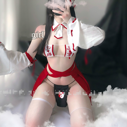 Anime disfraz de mucama Cosplay vestido de Kimono japonés bruja uniforme Cosplay traje lindo chicas Sexy corazón juego de lencería biquini ► Foto 1/4