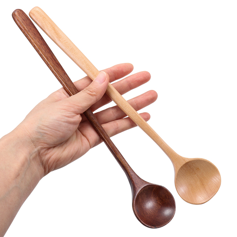 Cucharas largas de madera de estilo coreano, cucharas redondas de mango largo de madera Natural de 10,9 pulgadas para sopa, mezcla de cocina, vajilla Stirr, 1 ud. ► Foto 1/6