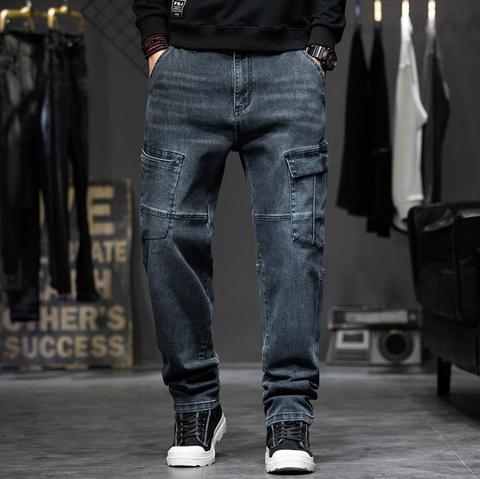 Pantalones vaqueros holgados de talla grande para hombre, ropa de ocio, Cargo, hip hop, 42 ► Foto 1/6