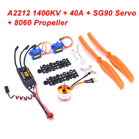 Motor sin escobillas A2212 2212 1000KV / 1400KV / 2200KV + 30A / 40A ESC con enchufe en T SG90 9G, Micro Servo para avión de ala fija RC, nuevo ► Foto 1/6