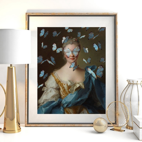 Pintura Vintage alterada con estampado de ecléctico, cuadro de lienzo de arte Maximal para mujer, póster barroco de Rococo surrealista para pared, decoración de pared del hogar ► Foto 1/6