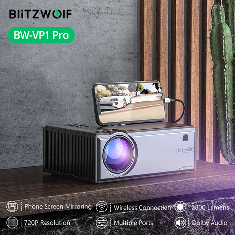 Blitzwolf BW-VP1-Pro Proyector LCD 2800 lúmenes Teléfono Misma versión de pantalla Soporte 1080P Entrada Audio Proyectores de teatro inalámbricos Mini proyector proyector full hd para la casa para Android beamer para t ► Foto 1/6