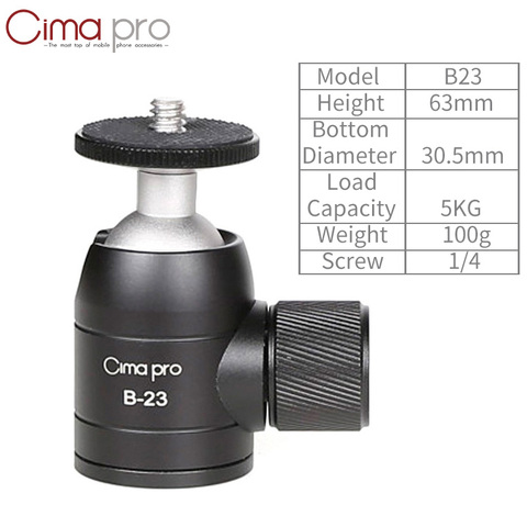 XILETU B-23 Mini rótula de trípode aleación de aluminio Metal 360 grados rótula de bola de trípode cabeza panorámica W 1/4 tornillo para DSLR GoPro ► Foto 1/6
