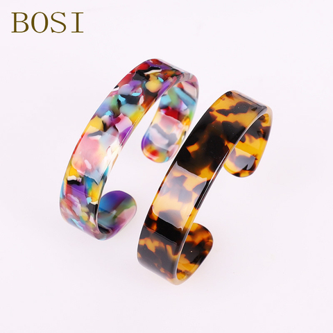 ZA Leopard-pulsera de resina con estampado colorido para mujer, brazalete bohemio con manguito de resina, joyería acrílica elegante para boda ► Foto 1/6