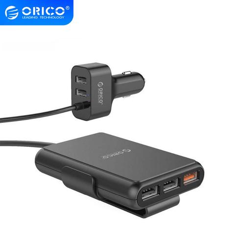 ORICO 5 puertos QC3.0 cargador rápido de coche con cable de extensión 52W adaptador USB Universal para MPV coche teléfonos móviles Tablet PC 12V-24V ► Foto 1/6