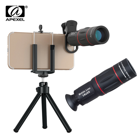 APEXEL-lente Monocular Universal para teléfono móvil, Zoom óptico HD 18X, para iPhone, Samsung, Xiaomi, teléfono inteligente, Clip, teleobjetivo ► Foto 1/6