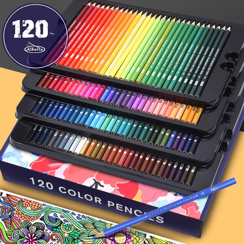 Aibelle-Set de lápices de colores de madera profesional para estudiantes, suministros de Arte de dibujo, HB, 72/120/180 colores ► Foto 1/6