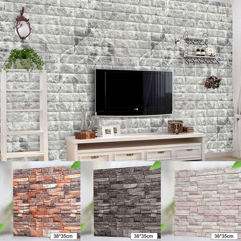 Paneles de muro de ladrillo 3D para decoración, pegatinas adhesivas de papel tapiz para sala de estar, dormitorio, Fondo de cocina ► Foto 1/1