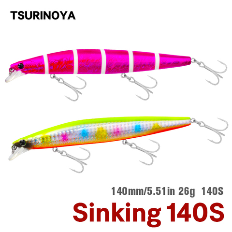 Señuelos de Pesca hundidos de tungsteno TSUIRNOYA, 140mm, 26g, 140S, Señuelos de Pesca Crank Minnow Wobber de fundición larga, cebos duros ► Foto 1/6