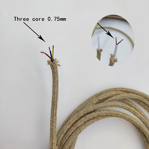 Cable eléctrico Vintage de 2x0,75mm, Cable trenzado de cáñamo, lámpara colgante Retro, 3x0,75mm ► Foto 1/6