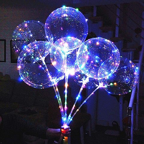 Globo de helio transparente luminoso para niños, globo con mango, decoración para fiesta de cumpleaños y bodas, globo con luz Led ► Foto 1/6