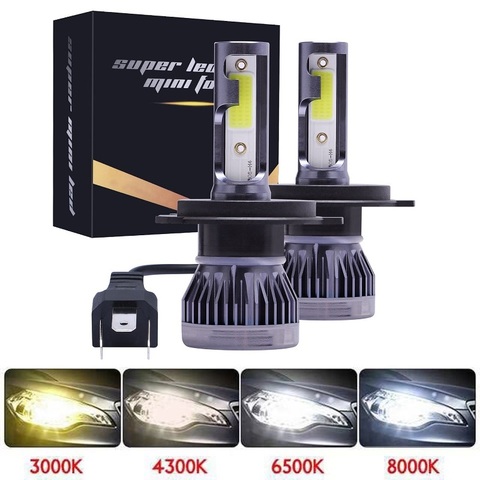 2 uds coche Led faro 12000LM H1 H3 H7 H8 H9 H11 9005 HB3 9006 HB4 9012 H4 9003/Lo, 3000K 6000K 8000KAuto la cabeza de la lámpara de la bombilla ► Foto 1/6