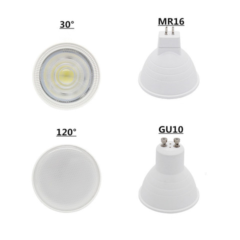 Bombilla Led Cob foco GU10 MR16 12V 12V 220V 230V 240V blanco Natural luz Natural 4000k 6500k blanco cálido 3000k lámpara 6W ► Foto 1/6