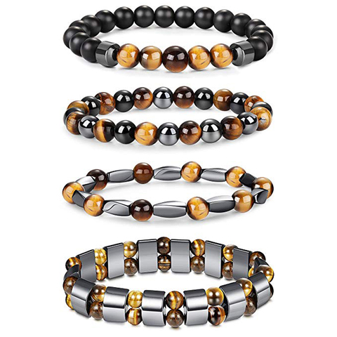 Juego de pulseras de hematita Natural de ojo de tigre para hombre, pulsera de cuentas de equilibrio de protección de la salud magnética para mujer, regalo de joyería para curación Reiki ► Foto 1/6