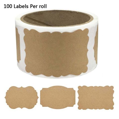 100 uds/roll DIY en blanco marca Kraft hecho a mano para hornear sello pegatinas de regalo etiqueta para Jar ► Foto 1/6