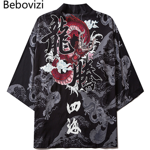 Bebovizi-cárdigan estampado de dragón Yukata para hombre y mujer, blusa holgada, ropa asiática Haori Obi, Kimono de Cosplay japonés Harajuku ► Foto 1/6