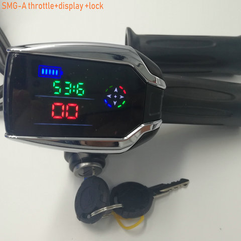 24v36v48v60v72v acelerador giratorio con bloqueo/llave y pantalla LCD y indicador de voltaje de la batería bicicleta eléctrica scooter MTB triciclo partes ► Foto 1/6