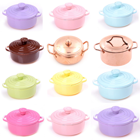 Mini olla de caldera con tapa para casa de muñecas, accesorios para casa de muñecas, utensilios de cocina en miniatura, utensilios de cocina para jugar, juguetes de cocina ► Foto 1/6