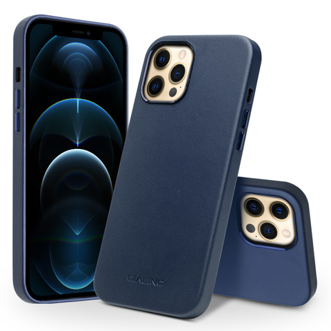 QIALINO-funda delgada de cuero genuino para iPhone, funda trasera antigolpes hecha a mano, para iPhone 12Mini/12 Pro Max ► Foto 1/6