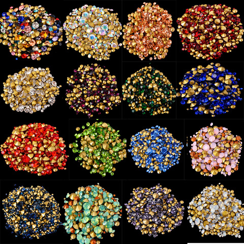 Diamantes de imitación con punta cónica de todos los colores, SS2-SS22 de tamaño mixto, 6 gramos, 200-400 Uds., para Nail Art 3D, apliques de joyería DIY, accesorios de decoración ► Foto 1/6