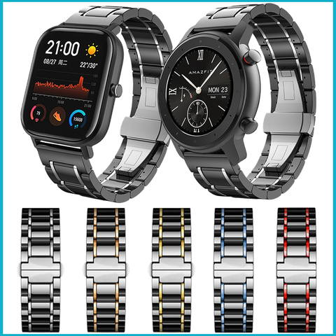 Correa de cerámica de lujo para reloj Huami Amazfit Stratos 3, pulsera de reloj para Amazfit GTR de 47MM, 42MM, GTS, Bip S, 22mm y 20mm ► Foto 1/6