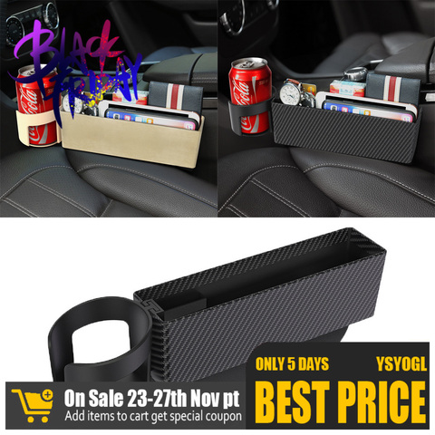 Almacenamiento de hendidura de asiento de coche ranura para caja organizador multifunción soporte de taza acolchado plegable de coche accesorios de Interior de coche Almacenamiento de coche ► Foto 1/6